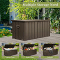 150 Gallon Outdoor Storage Deck Box Waterproof, Large Patio Storage Bin For Outside Cushions, Throw Pillows, Garden Tools, Lockable Dark Brown Dark Brown Steel