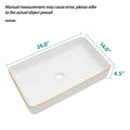 24X14 Inch White Ceramic Rectangular Vessel Bathroom Sink White Ceramic