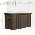 120 Gallon Outdoor Storage Deck Box Waterproof, Large dark brown-steel