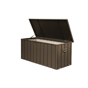 150 Gallon Outdoor Storage Deck Box Waterproof, Large Patio Storage Bin For Outside Cushions, Throw Pillows, Garden Tools, Lockable Dark Brown Dark Brown Steel