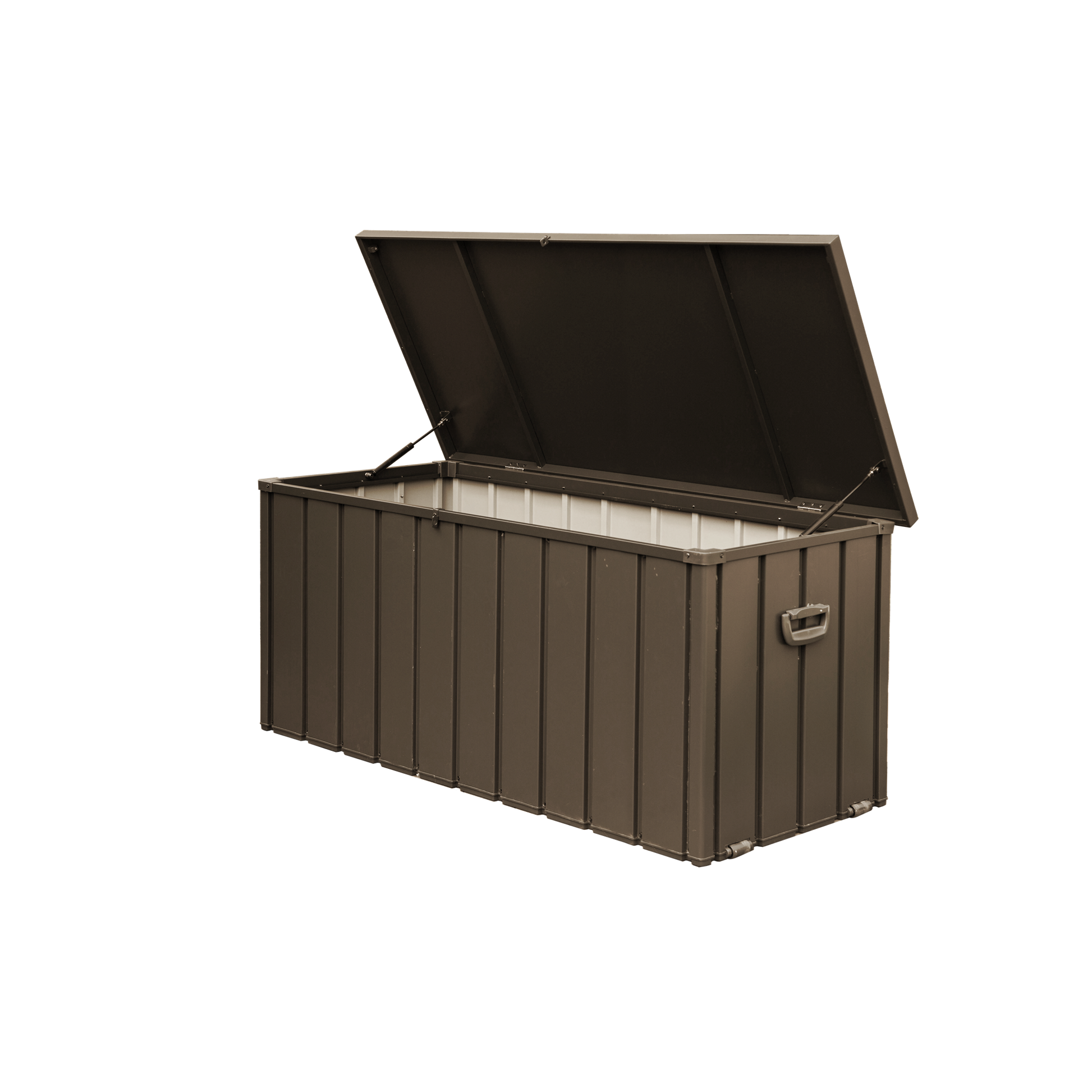 160 Gallon Outdoor Storage Deck Box Waterproof, Large dark brown-steel