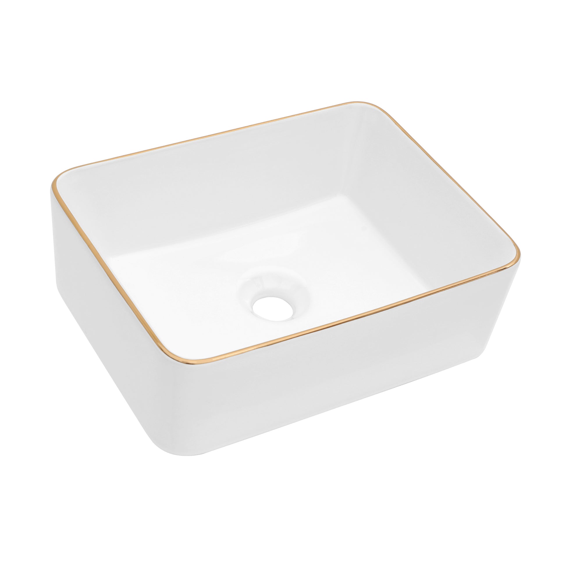 16X12 Inch White Ceramic Rectangular Vessel Bathroom Sink White Ceramic