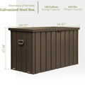 160 Gallon Outdoor Storage Deck Box Waterproof, Large dark brown-steel