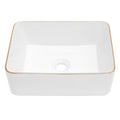 19X15 Inch White Ceramic Rectangular Vessel Bathroom Sink White Ceramic