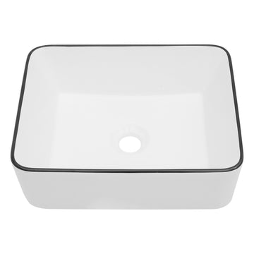 19X15 Inch White Ceramic Rectangular Vessel Bathroom Sink White Ceramic