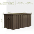 150 Gallon Outdoor Storage Deck Box Waterproof, Large dark brown-steel