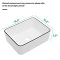 16X12 Inch White Ceramic Rectangular Vessel Bathroom Sink White Ceramic