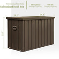 200 Gallon Outdoor Storage Deck Box Waterproof, Large dark brown-steel