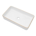 24X14 Inch White Ceramic Rectangular Vessel Bathroom Sink White Ceramic