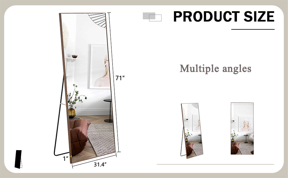 Fourth Generation Solid Wood Frame Long Mirror, Dressing Mirror, Bedroom Foyer, Decorative Mirror, Clothing Store, Floor To Ceiling Mirror, Wall Mounted. 71 "* 31.4" Transparent Glass