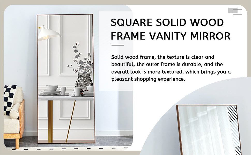 Fourth Generation Solid Wood Frame Long Mirror, Dressing Mirror, Bedroom Foyer, Decorative Mirror, Clothing Store, Floor To Ceiling Mirror, Wall Mounted. 71 "* 31.4" Transparent Glass