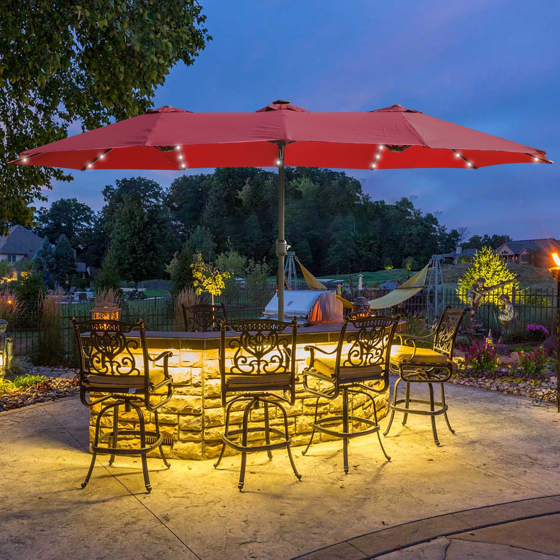 15X9Ft Large Double Sided Rectangular Outdoor Twin Patio Market Umbrel