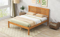 Platform Bed Frame With Headboard, Wood Slat Support, No Box Spring Needed, Full, Oak Box Spring Not Required Full Oak Wood Bedroom Pine