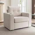 Modern Swivel Accent Sofa Chair, Ergonomic Casual 90 Degree Swivel Single Sofa Seat With Drink Holder Living Room Chair ,Soft Egyptian Velvet Sofa Chair White Brown Wood Primary Living Space Delicate Duty Pine 1 Seat White Linen Soft Cushion Back Art