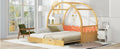 Twin Size Stretchable Vaulted Roof Bed, Children'S Bed Pine Wood Frame, Natural And Orange Box Spring Not Required Twin Brown Orang Yellow Wood Daybeds Pine