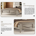 3 Pieces Bedroom Sets Full Size Farmhouse Platform Bed With Double Sliding Door Storage Headboard And Charging Station, Storage Nightstand And Dresser, Antique Gray Full Antique Gray 3 Piece Set Particle Board
