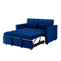 55.1 Inch 3 In 1 Convertible Sofa Bed, Modern Velvet Double Sofa Futon Sofa Bed With Adjustable Back, Storage Bag And Pillow, For Living Room, Bedroom Blue Blue Metal & Wood 2 Seat