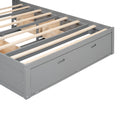 Wood Queen Size Platform Bed With Storage Headboard, Shoe Rack And 4 Drawers,Gray Box Spring Not Required Queen Gray Wood Bedroom Bed Frame Solid Wood Mdf