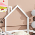 Twin Size Wood Bed With House Shaped Headboard Floor Bed With Fences,White Twin White Wood Bedroom American Design Pine Pine
