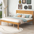 Platform Bed Frame With Headboard, Wood Slat Support, No Box Spring Needed, Queen, Oak Box Spring Not Required Queen Espresso Wood Bedroom Pine