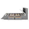 Wood Queen Size Platform Bed With Storage Headboard, Shoe Rack And 4 Drawers,Gray Box Spring Not Required Queen Gray Wood Bedroom Bed Frame Solid Wood Mdf