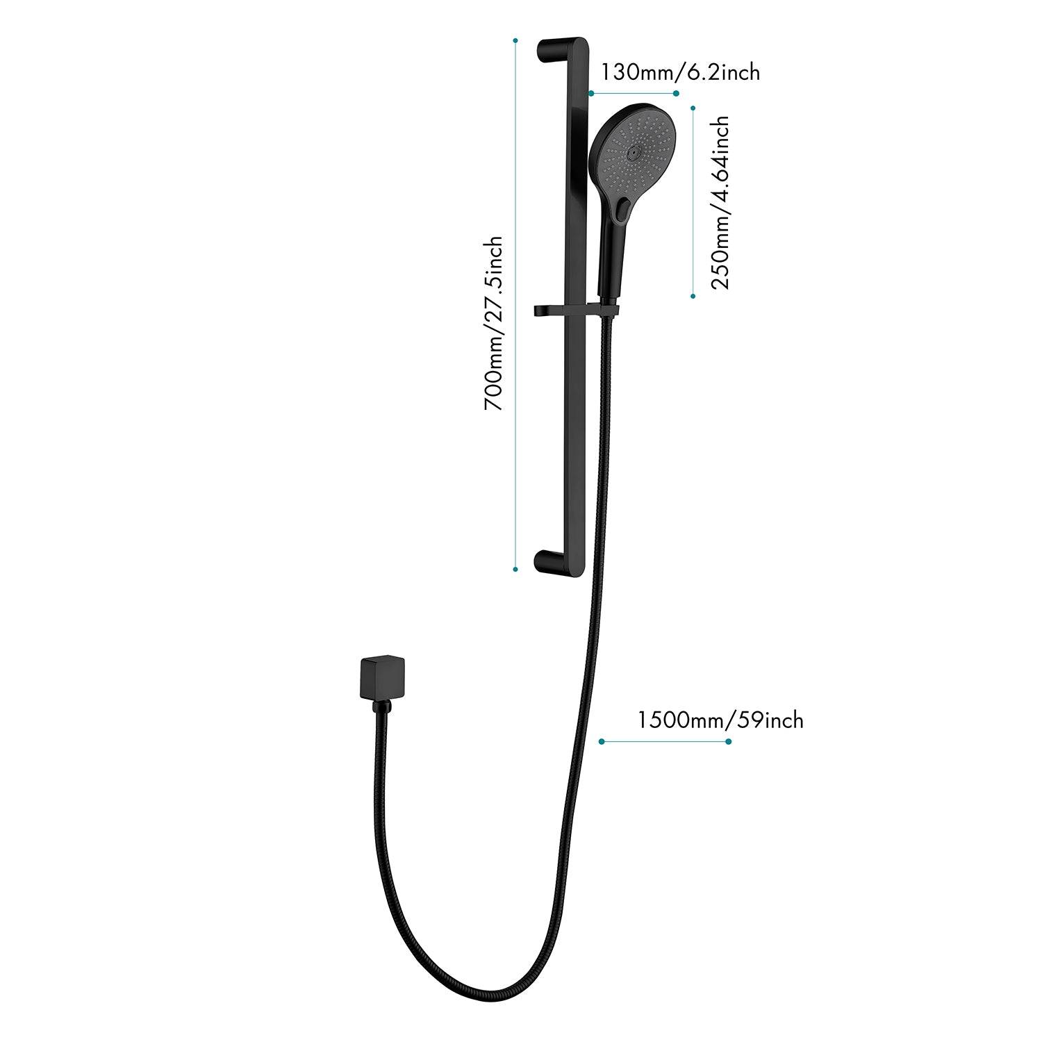 Handheld Shower With 28 Inch Slide Bar And 59 Inch Hose Matte Black Bathroom Stainless Steel