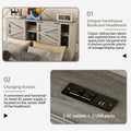 3 Pieces Bedroom Sets Full Size Farmhouse Platform Bed With Double Sliding Door Storage Headboard And Charging Station, Storage Nightstand And Dresser, Antique Gray Full Antique Gray 3 Piece Set Particle Board