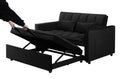 55.1 Inch 3 In 1 Convertible Sofa Bed, Modern Velvet Double Sofa Futon Sofa Bed With Adjustable Back, Storage Bag And Pillow, For Living Room, Bedroom Black Black Metal & Wood 2 Seat