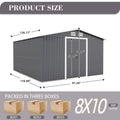 Patio, Lawn & Garden,Metal Outdoor Storage Shed 10Ft X 8Ft, Clearance With Lockable Door Metal Garden Shed Steel Anti Corrosion Storage House Waterproof Tool Shed For Backyard Patio, Lawn And Garden Grey Year Round Use Metal