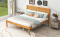 Platform Bed Frame With Headboard, Wood Slat Support, No Box Spring Needed, Queen, Oak Box Spring Not Required Queen Espresso Wood Bedroom Pine