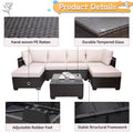 Outdoor Garden Patio Furniture 7 Piece Pe Rattan Wicker Cushioned Sofa Sets And Coffee Table, Patio Furniture Set Outdoor Couch Outdoor Couch Patio Furniture Outdoor Sofa Patio Couch Yes Complete Patio Set Brown Beige Rust Resistant Frame Water Resistant