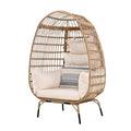 Rope Egg Shaped Chair With Removable Cushion, Suitable For Courtyard, Garden, Balcony. Beige Seats 2 Rope