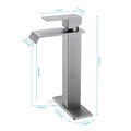 Waterfall Spout Single Handle Bathroom Sink Faucet Brushed Nickel Stainless Steel