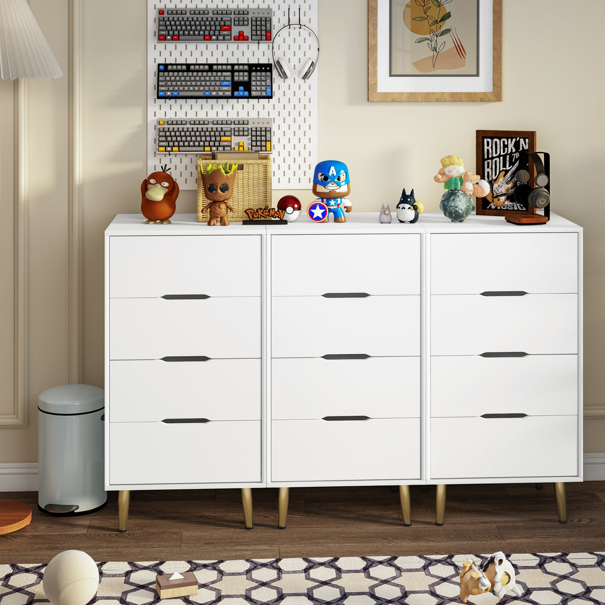 4 Drawer Dresser, Drawer Chest, Tall Storage Dresser Cabinet Organizer Unit With Metal Legs For Bedroom, Living Room, Closet White 4 Drawer White Gold ... 4 Drawer Dresser, Drawer Chest, Tall Storage Dresser Cabinet Organizer Unit With Metal Legs For Bedroom, Living Room, Closet White 4 Drawer White Gold ...