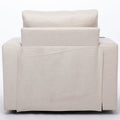 Modern Swivel Accent Sofa Chair, Ergonomic Casual 90 Degree Swivel Single Sofa Seat With Drink Holder Living Room Chair ,Soft Egyptian Velvet Sofa Chair White Brown Wood Primary Living Space Delicate Duty Pine 1 Seat White Linen Soft Cushion Back Art