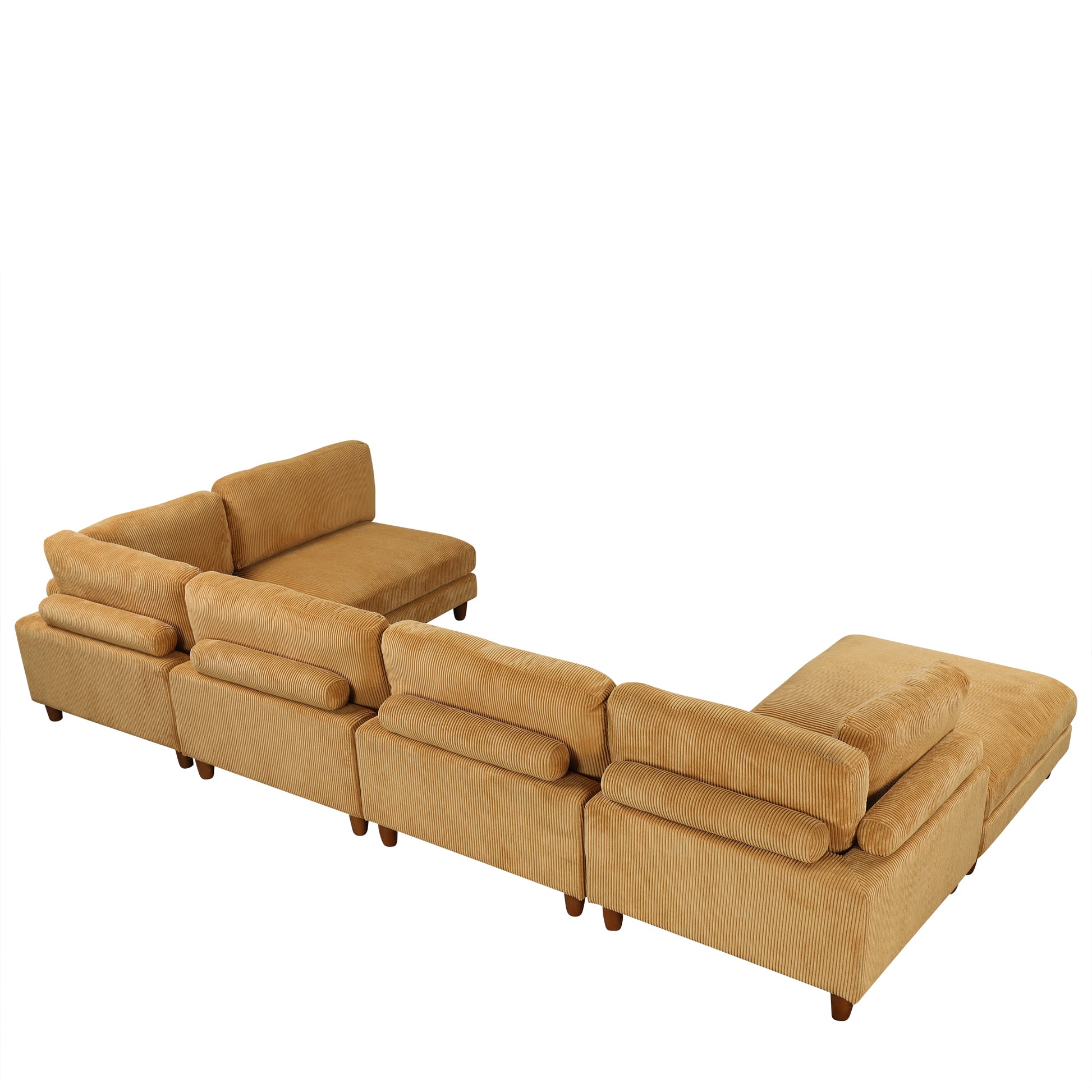 163''Modular Sectional Sofa,With Ottoman L Shaped Corner Sectional For Living Room,Office, Apartment 6 Seater Yellow Polyester 6 Seat