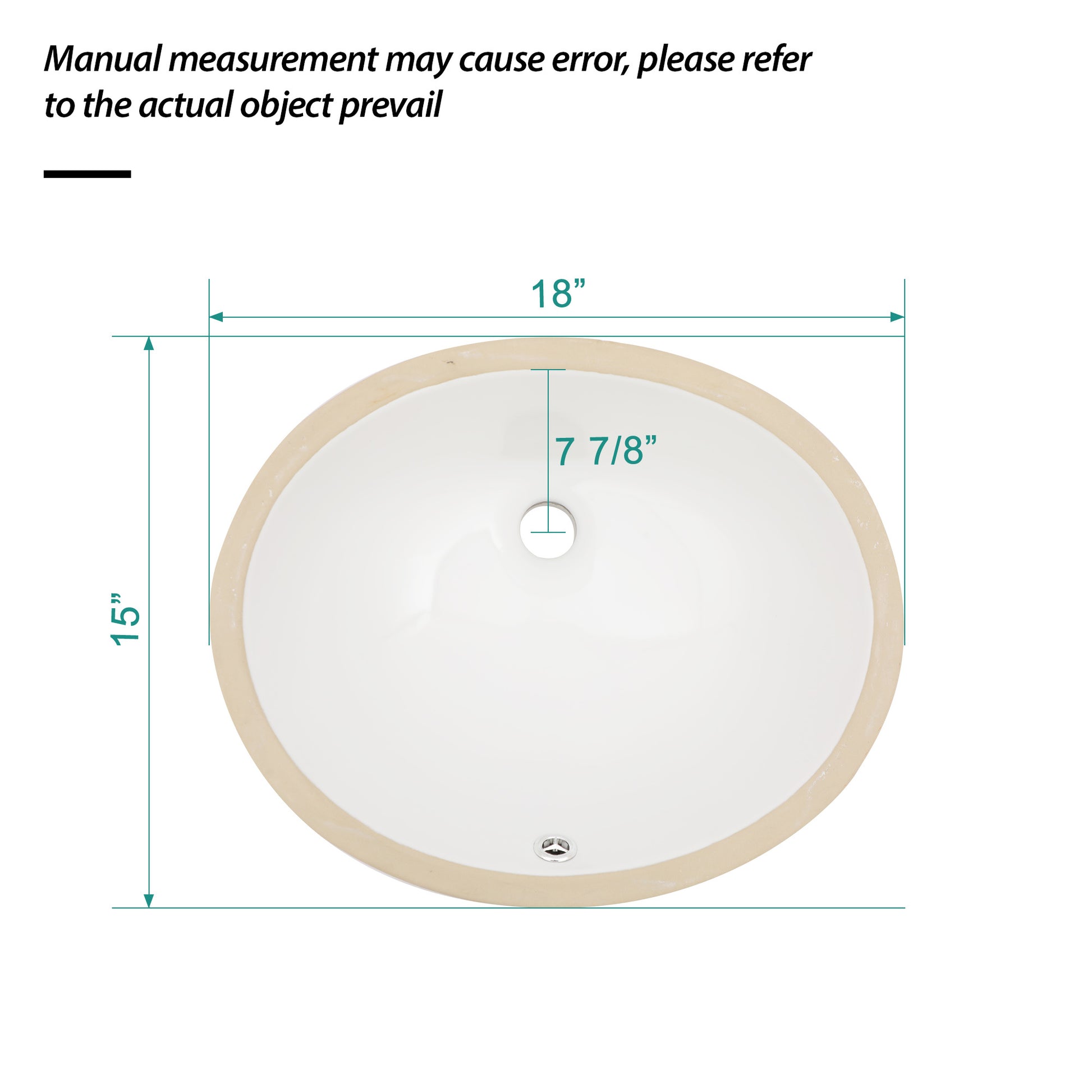 18"X15" White Ceramic Oval Undermount Bathroom Sink With Overflow White Ceramic