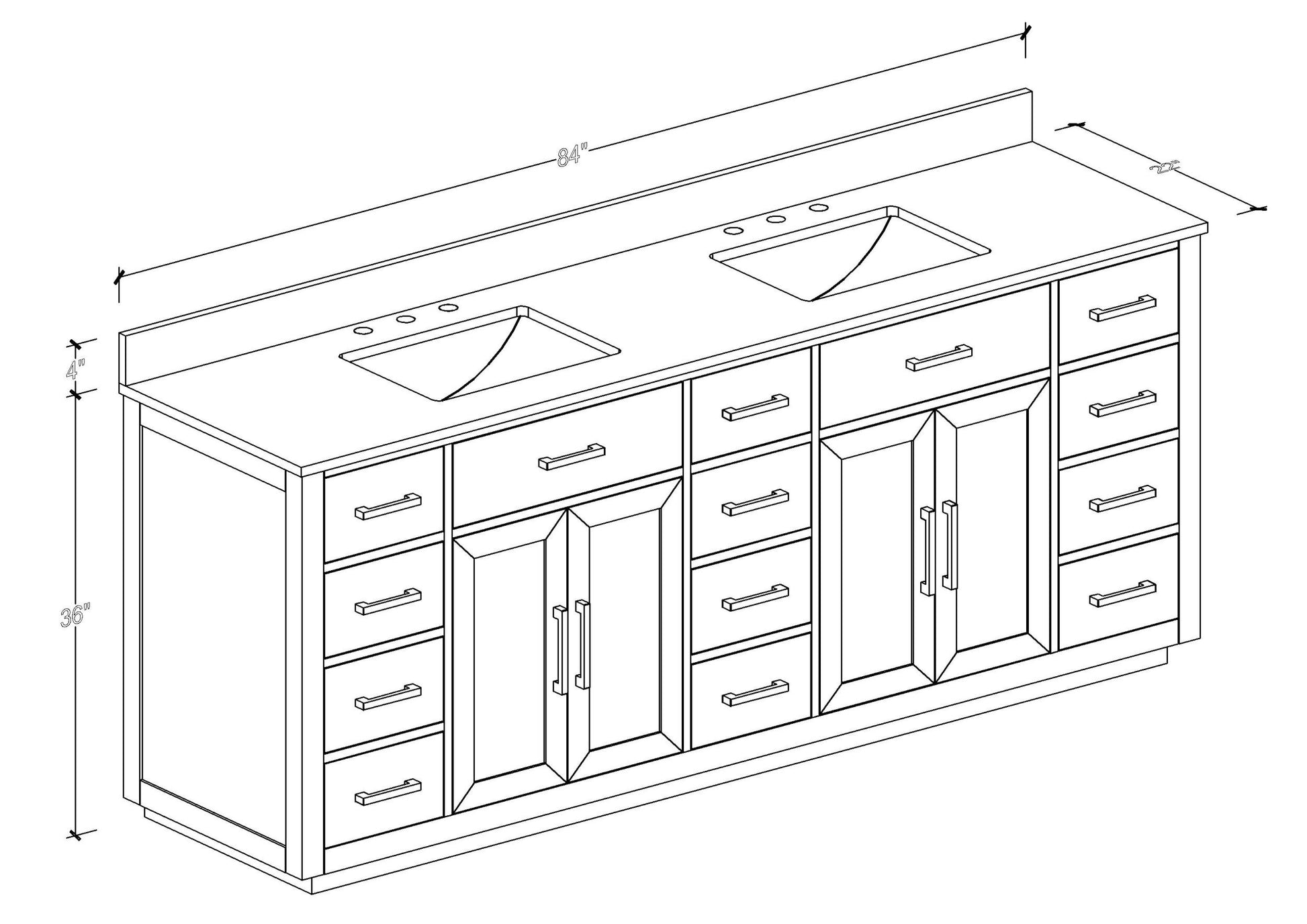 84" Bathroom Vanity With Double Sink, Modern Bathroom Vanity Set With Soft Close Cabinet And 9 Drawers, Solid Wood Bathroom Storage Cabinet With Countertop And Backsplash, Milk Oak Light Oak Bathroom Modern Solid Wood