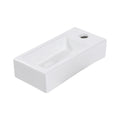 14.57X7.28 Inch White Ceramic Rectangle Wall Mount Bathroom Sink With Single Faucet Hole White Ceramic