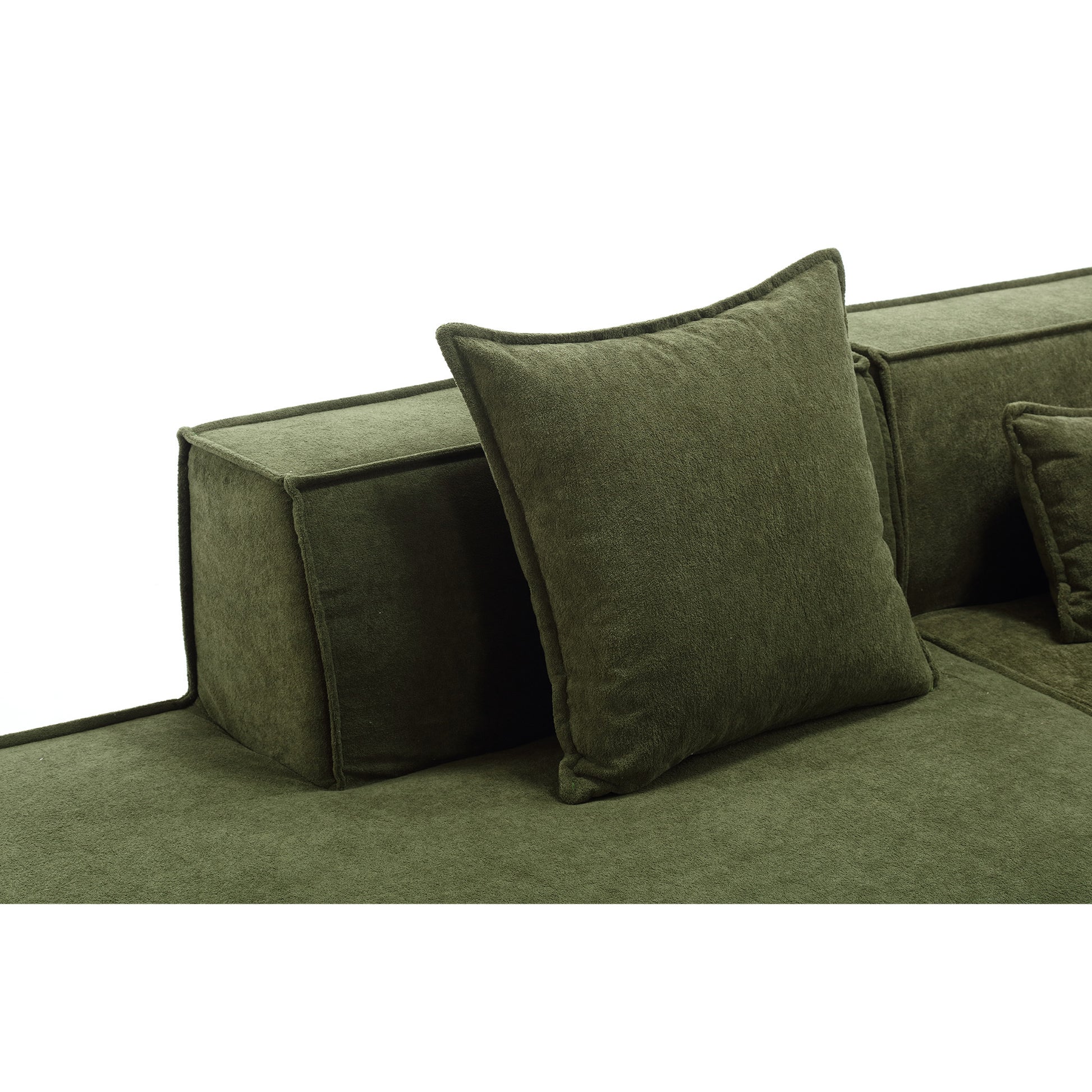 Modular Combination Living Room Sofa Set, Modern Minimalist Sofa, Free Installation Sofa, L Shaped, Italian Minimalist Tofu Block Sofa, Right Hand Facing,Terrycloth Fabric,Green Green Polyester Primary Living Space Soft Modern Polyester 3 Seat