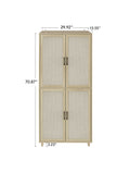 4 Door Cabinet, With 4 Adjustable Inner Shelves, Storage Cabinet Natural Mdf