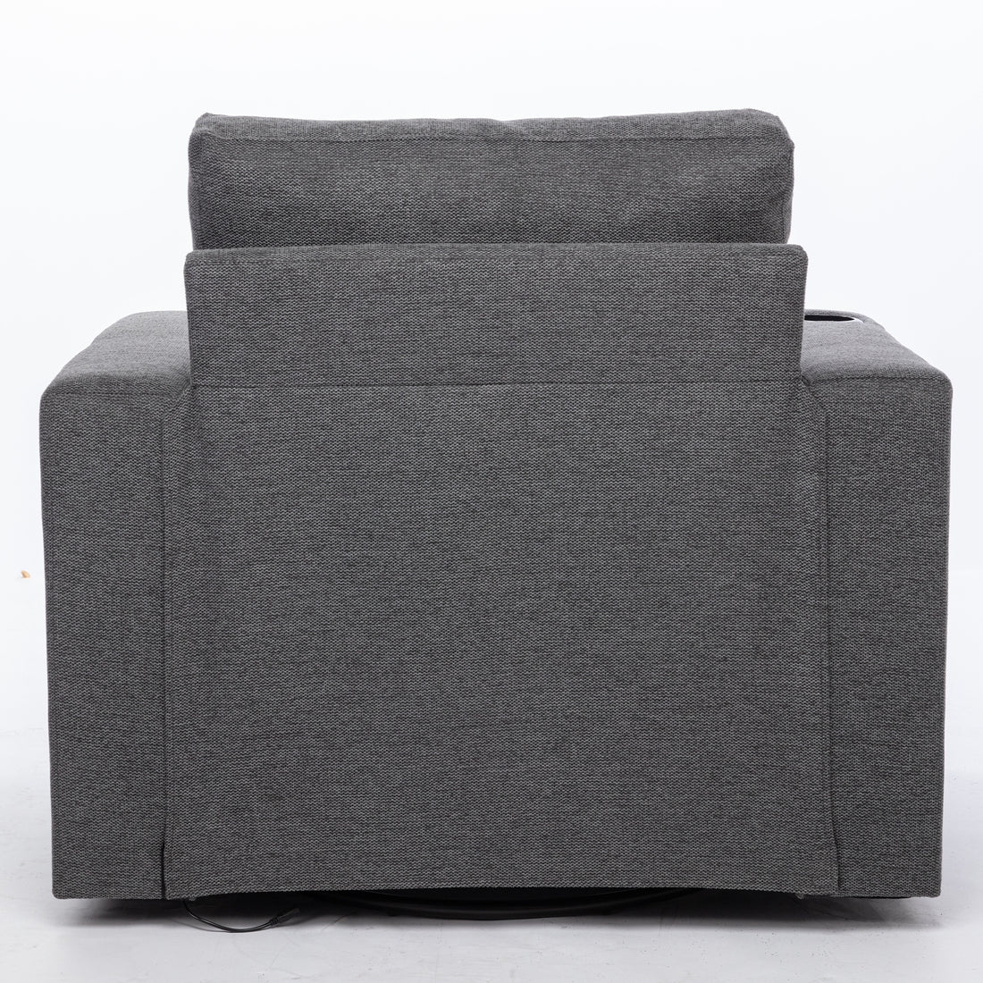 Modern Swivel Accent Sofa Chair, Ergonomic Casual 90 Degree Swivel Single Sofa Seat With Drink Holder Living Room Chair ,Soft Egyptian Velvet Sofa Chair Grey Brown Wood Primary Living Space Delicate Duty Pine 1 Seat Grey Linen Soft Cushion Back Art