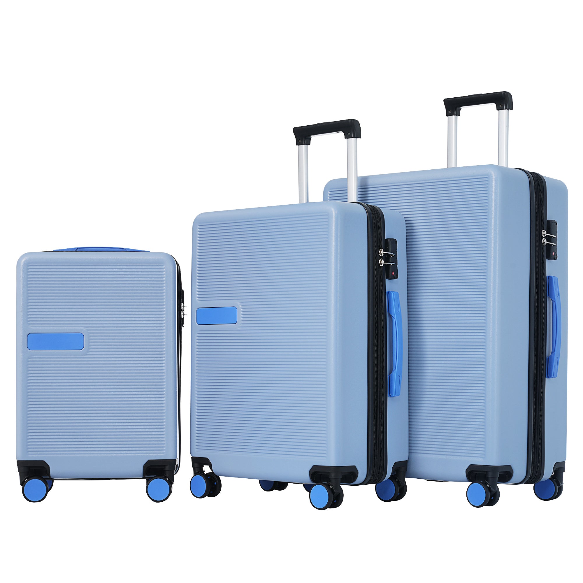 Contrast Color 3 Piece Luggage Set Hardside Spinner blue-gray-abs