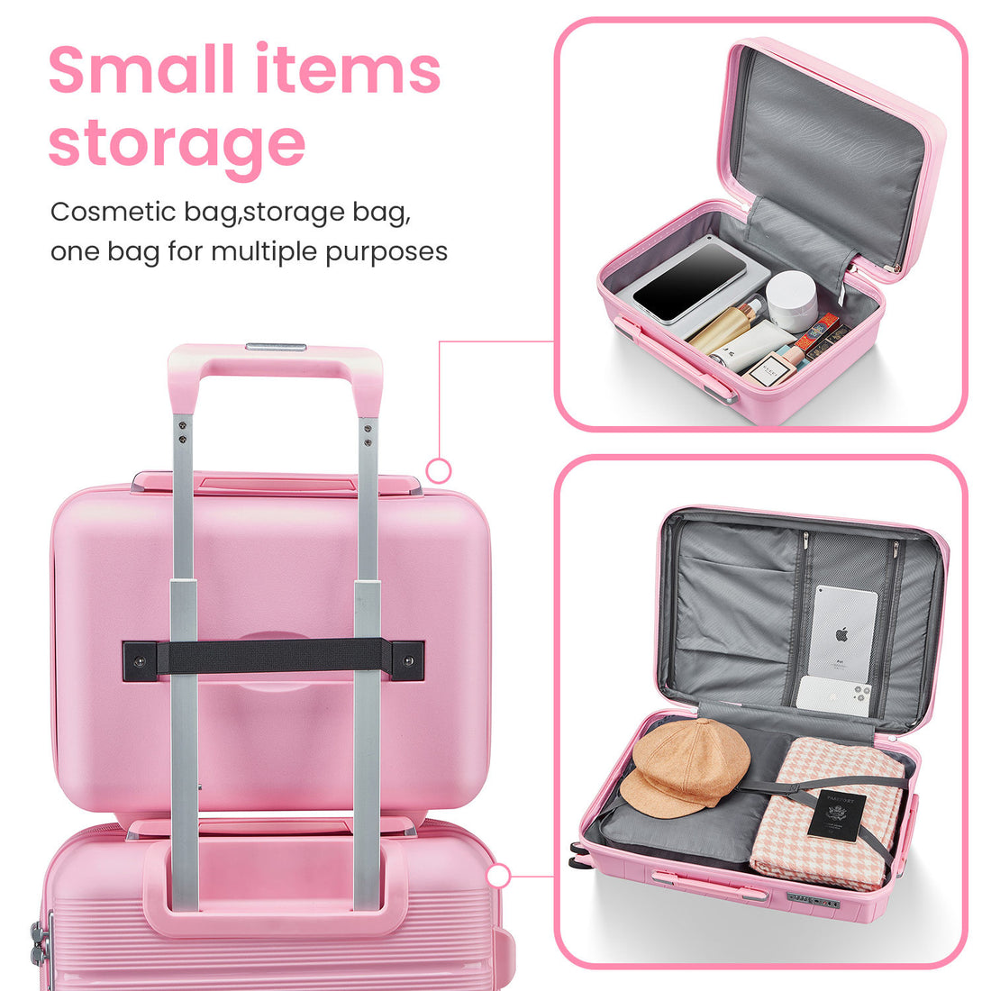 Luggage Sets 4 Piece 14 20 24 28 Pp Lightweight & Durable Expandable Suitcase Pink Polypropylene