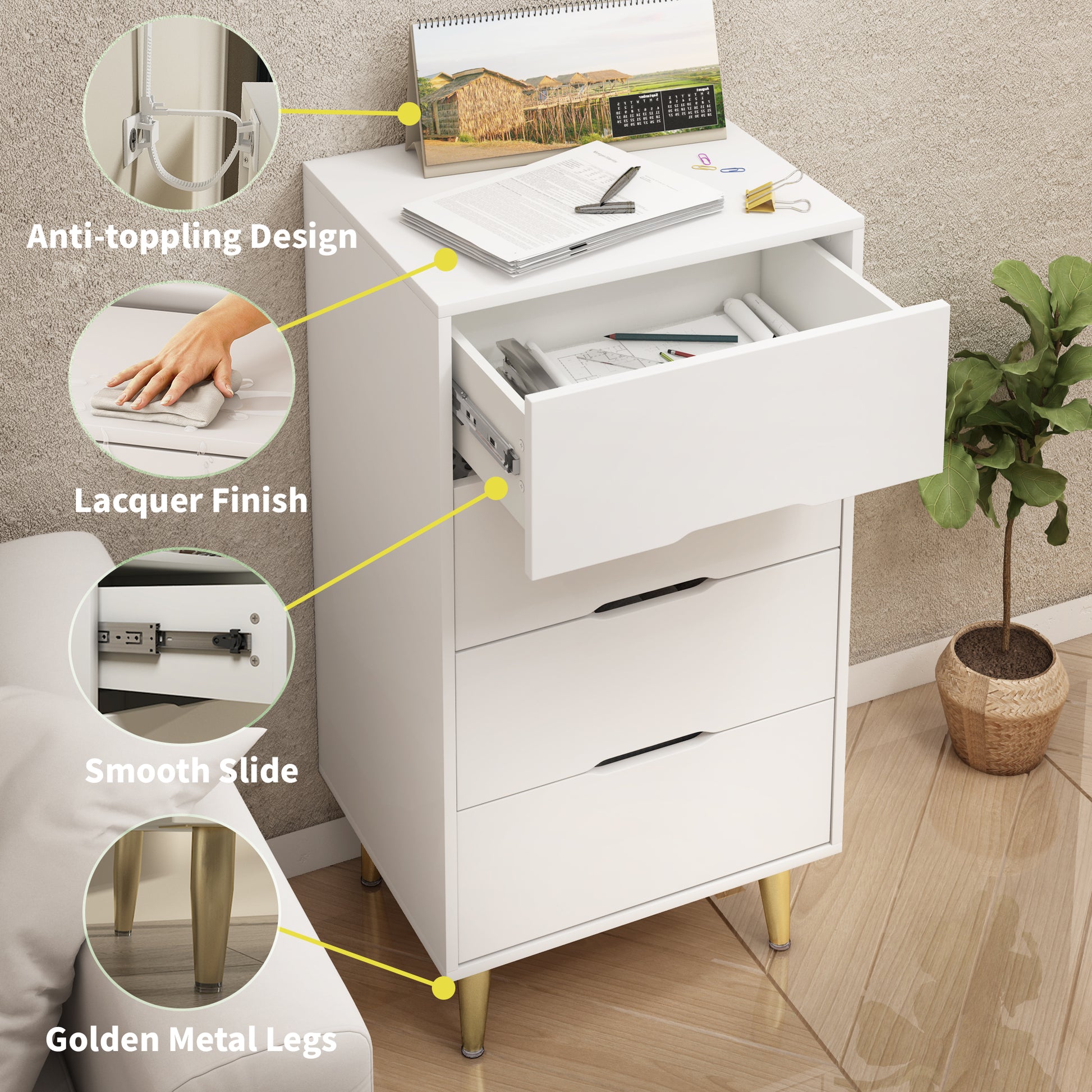 4 Drawer Dresser, Drawer Chest, Tall Storage Dresser Cabinet Organizer 4 Drawer Dresser, Drawer Chest, Tall Storage Dresser Cabinet Organizer