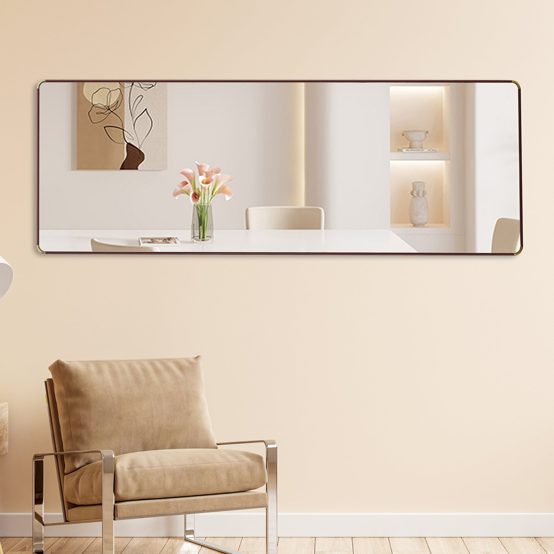 The 4Th Generation Floor Standing Full Length Mirror. Wall Mirror, Bathroom Makeup Mirror, Bedroom Foyer, Clothing Store, Wall Mounted.65 "* 23.2" Transparent Glass