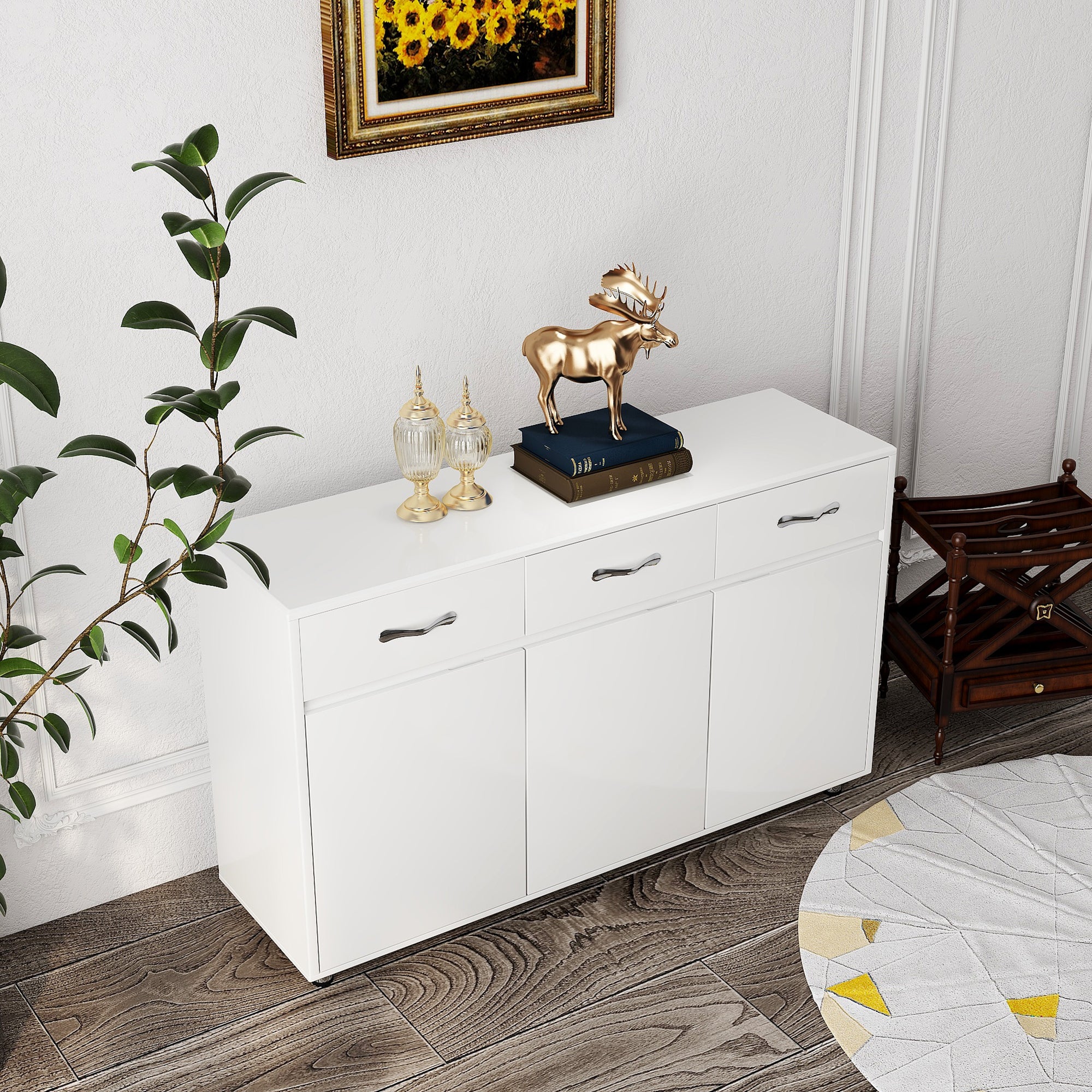 Three Doors Side Table White white-mdf