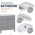 30'' Bathroom Vanity With Top Sink, Modern Bathroom Storage Cabinet With 2 Drawers And A Tip Out Drawer, Freestanding Vanity Set With Mirror Cabinet, Single Sink Bathroom Vanity 3 Grey 2 5 Bathroom Freestanding Solid Wood Mdf Resin Painted