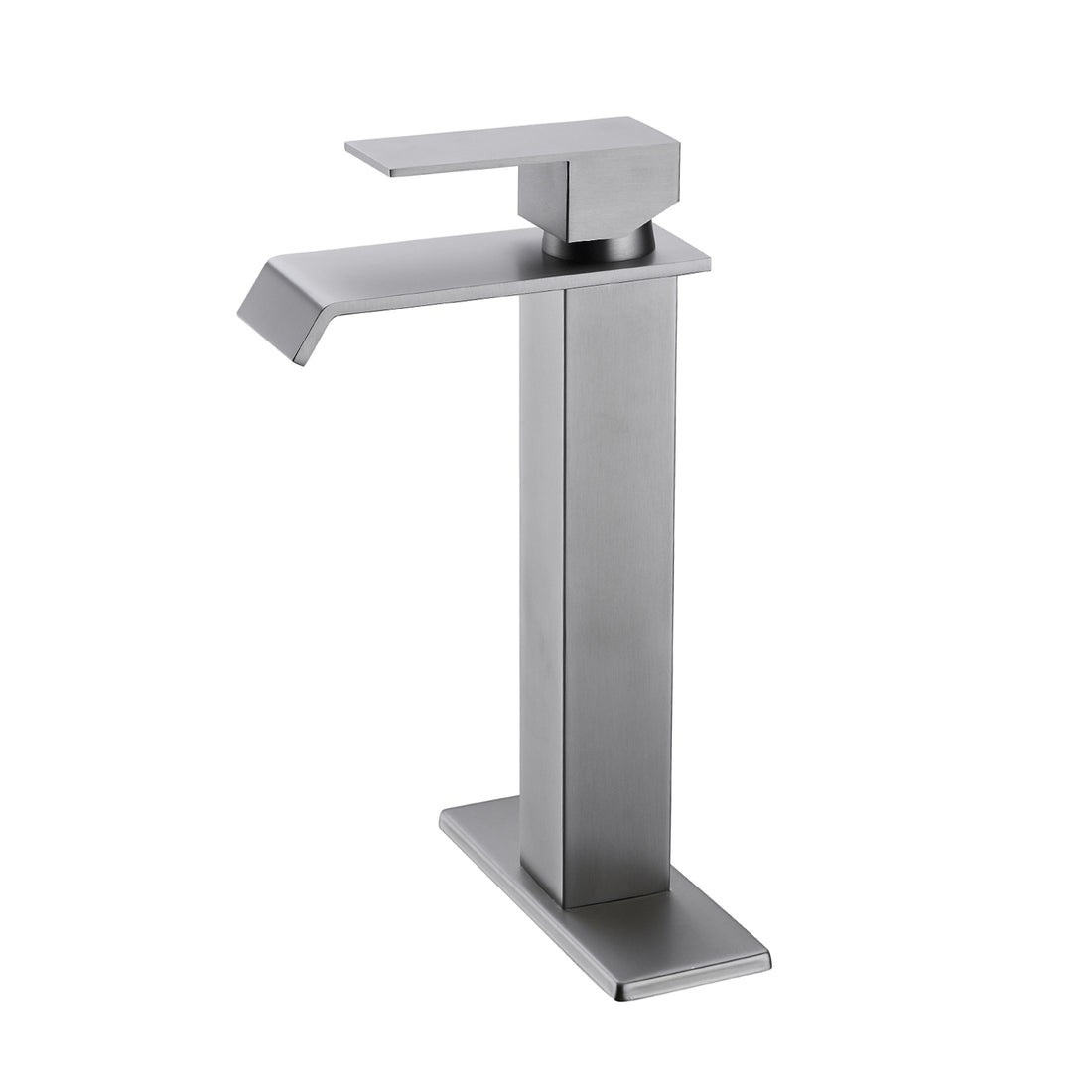 Waterfall Spout Single Handle Bathroom Sink Faucet Brushed Nickel Stainless Steel