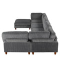 163''Modular Sectional Sofa,With Ottoman L Shaped Corner Sectional For Living Room,Office, Apartment 6 Seater Grey Polyester 6 Seat